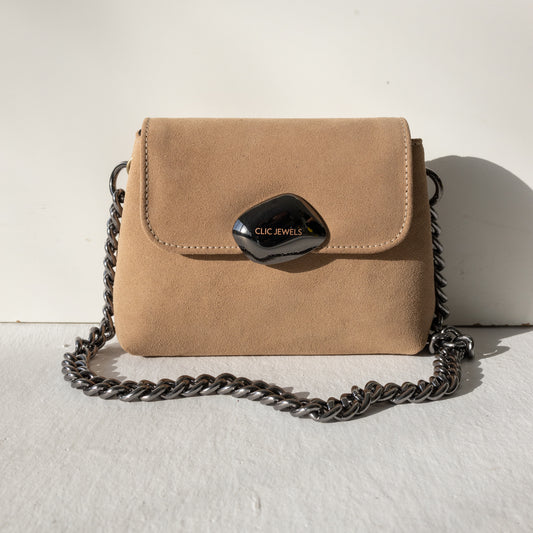 MAYA MINIBAG (beige suede genuine leather)