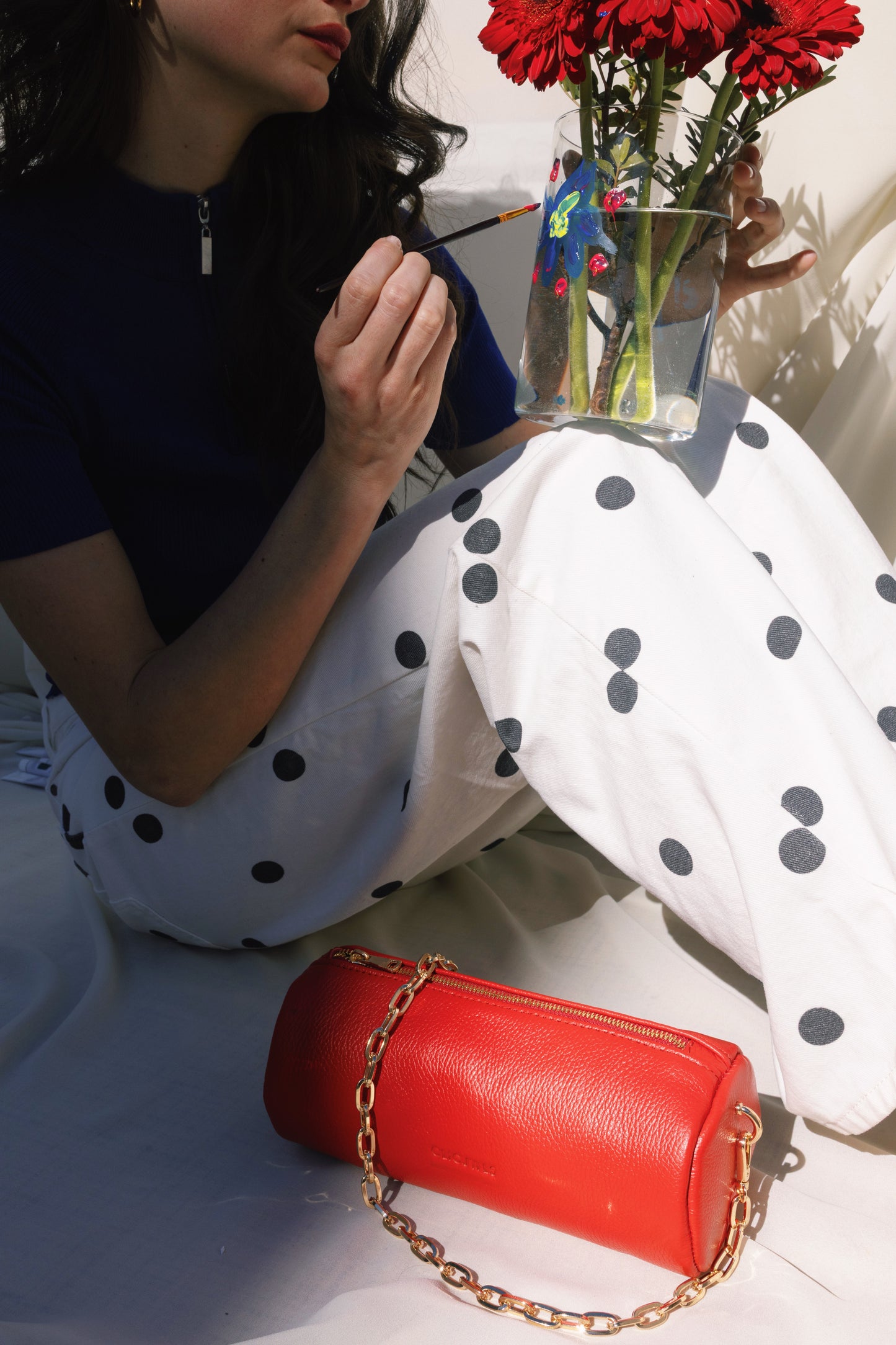 BARREL BAG (red dolaro genuine leather)