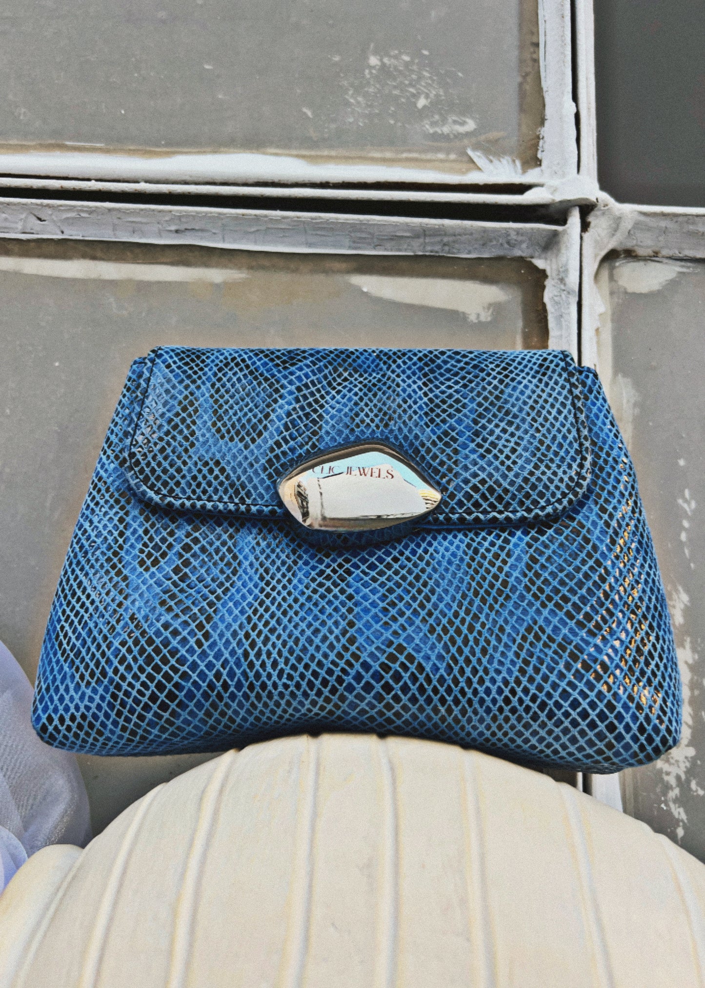MAYA MINIBAG (royal blue snakeprint goatskin finest suede leather)-Limited
