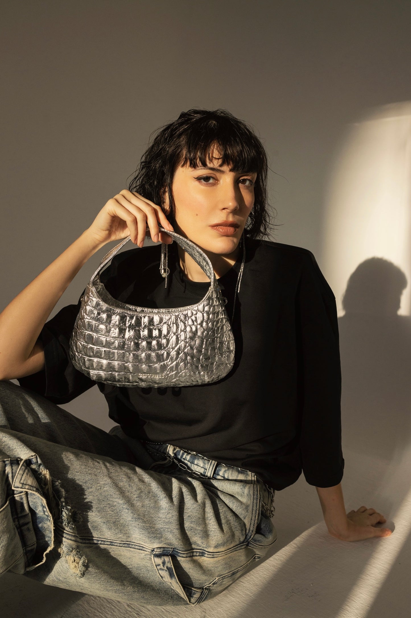 CANDY MINI (silver croco genuine leather)