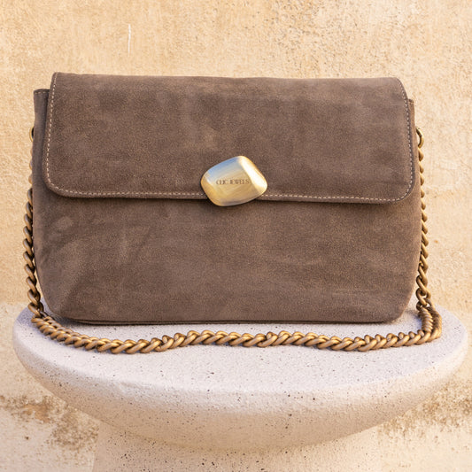CIARA LARGE (elephant grey suede genuine leather)
