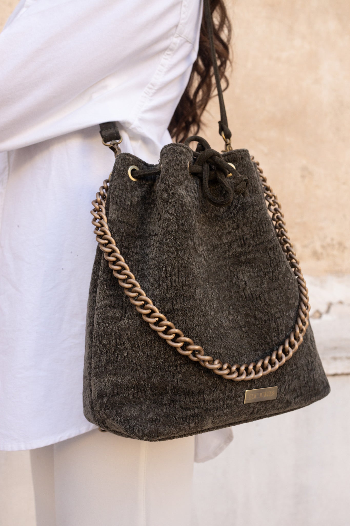 ZOE BACKPACK/BUCKETBAG (boho fabric khaki)