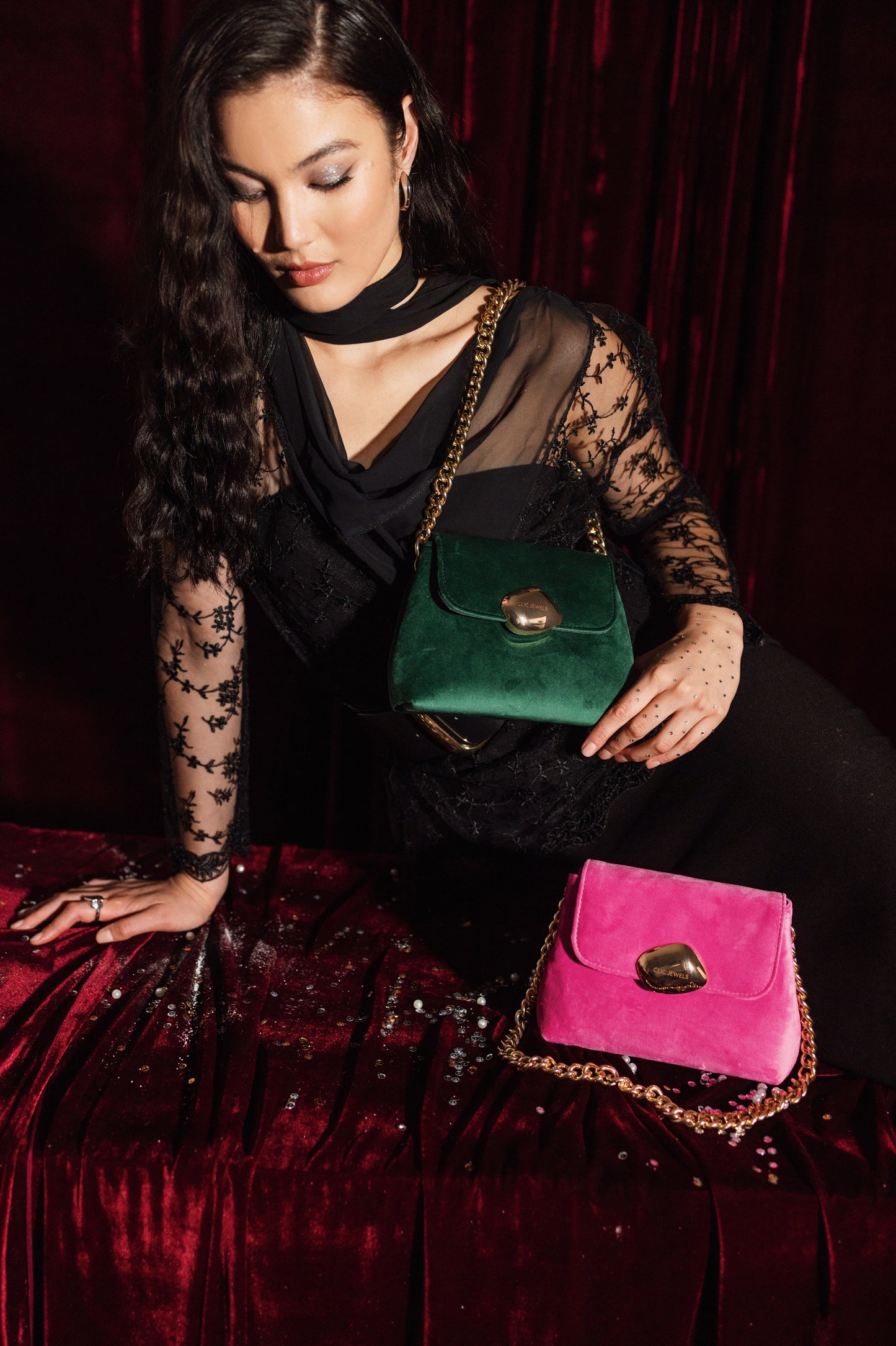 MAYA MINIBAG (dark green velvet)