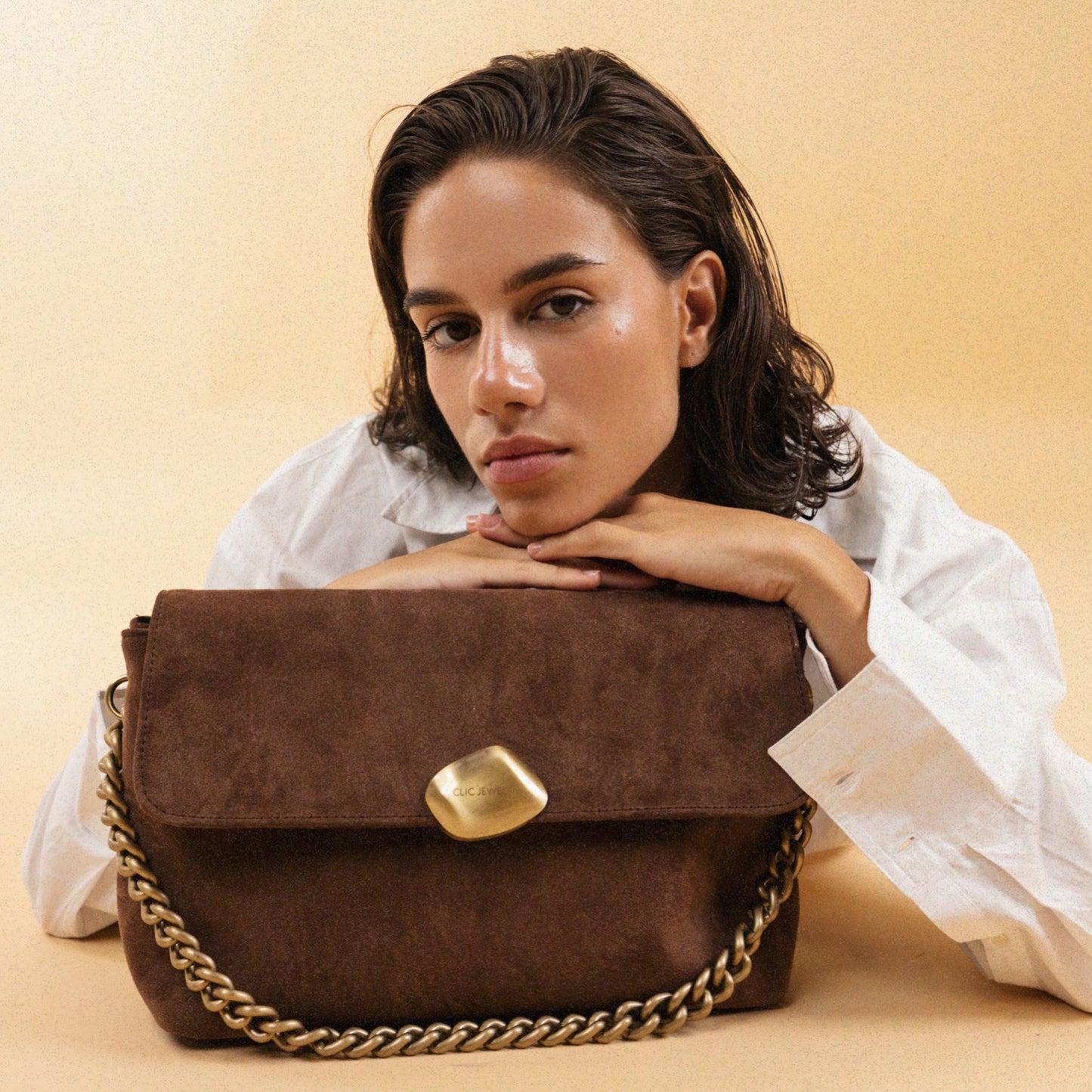 CIARA LARGE (brown suede genuine leather)
