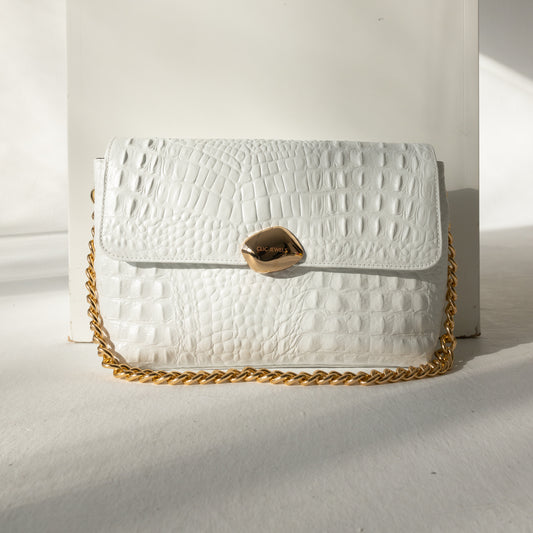 CIARA LARGE (white croco genuine leather)
