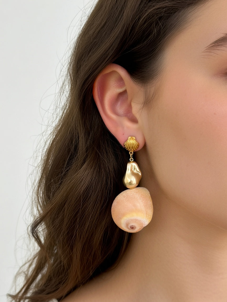 NATURAL SHELL EARRINGS (ζευγάρι)