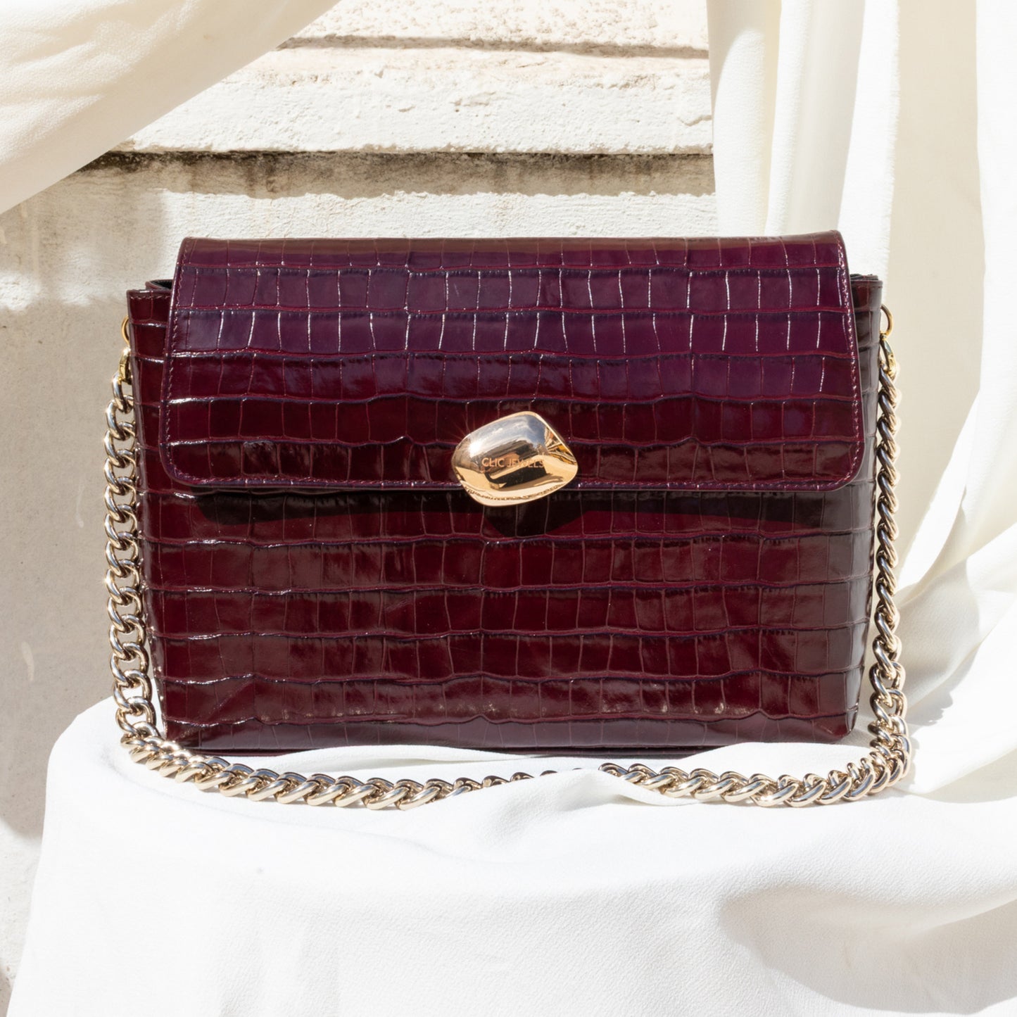 CIARA LARGE (bordeaux croco genuine leather)