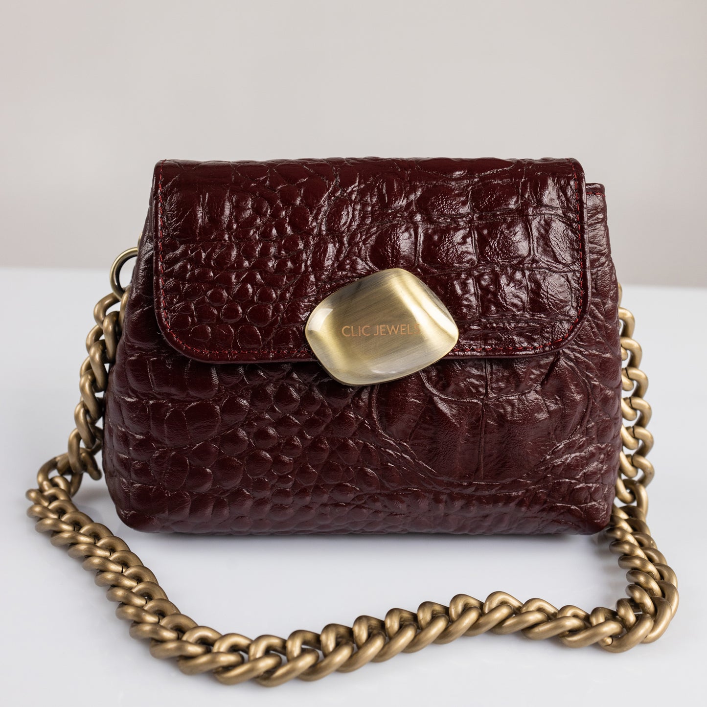 MAYA MINIBAG (bordeaux croco genuine leather)