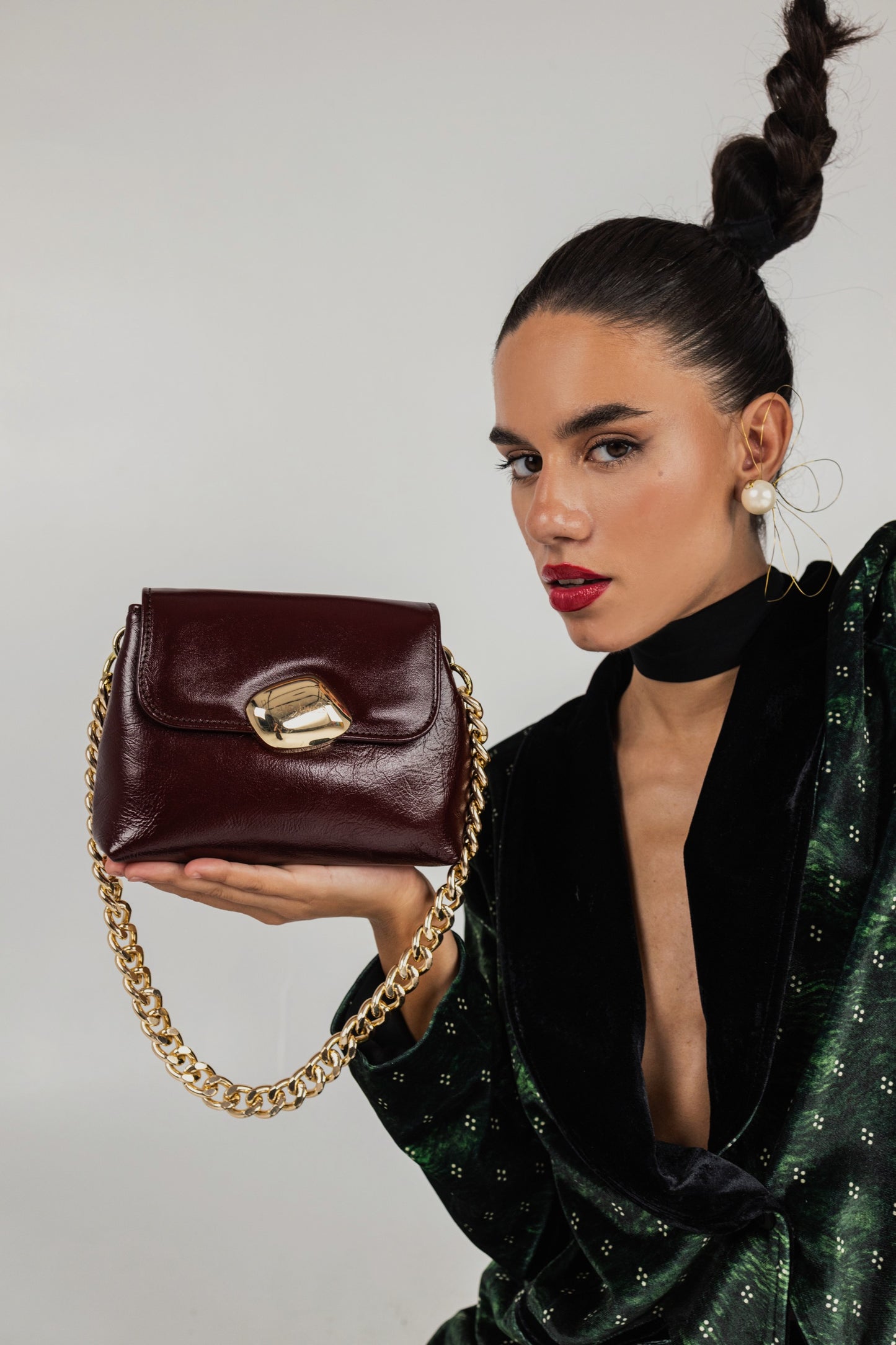 MAYA MINIBAG (glossy Bordeaux genuine leather)