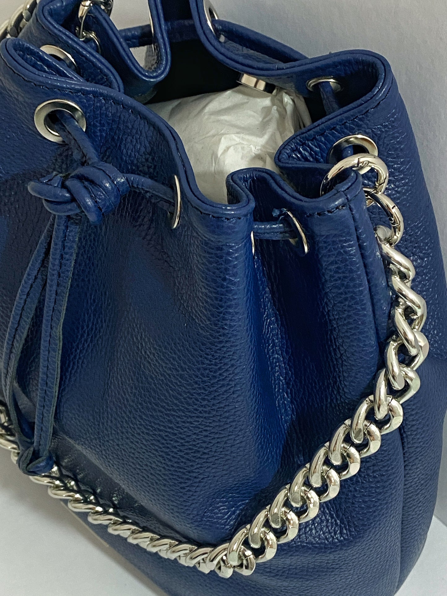 ZOE BACKPACK/BUCKETBAG (blue dolaro genuine leather)