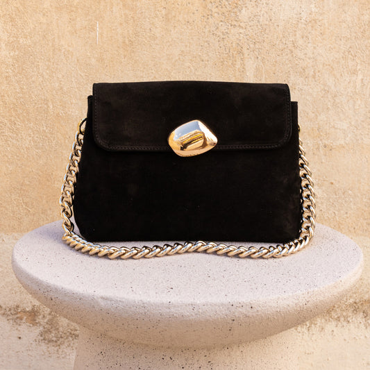 DONNA MEDIUM (black suede genuine leather)