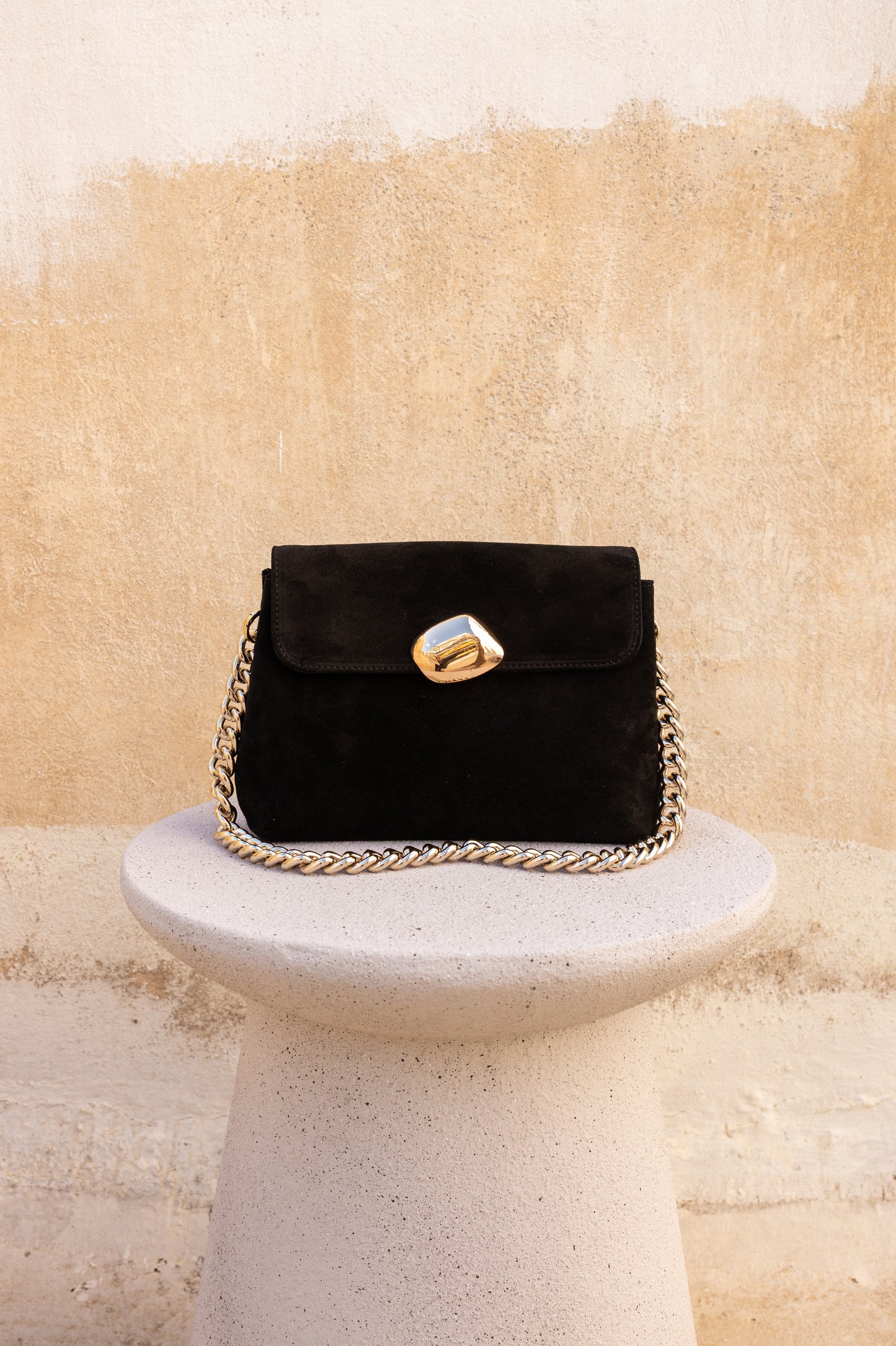 DONNA MEDIUM (black suede genuine leather)
