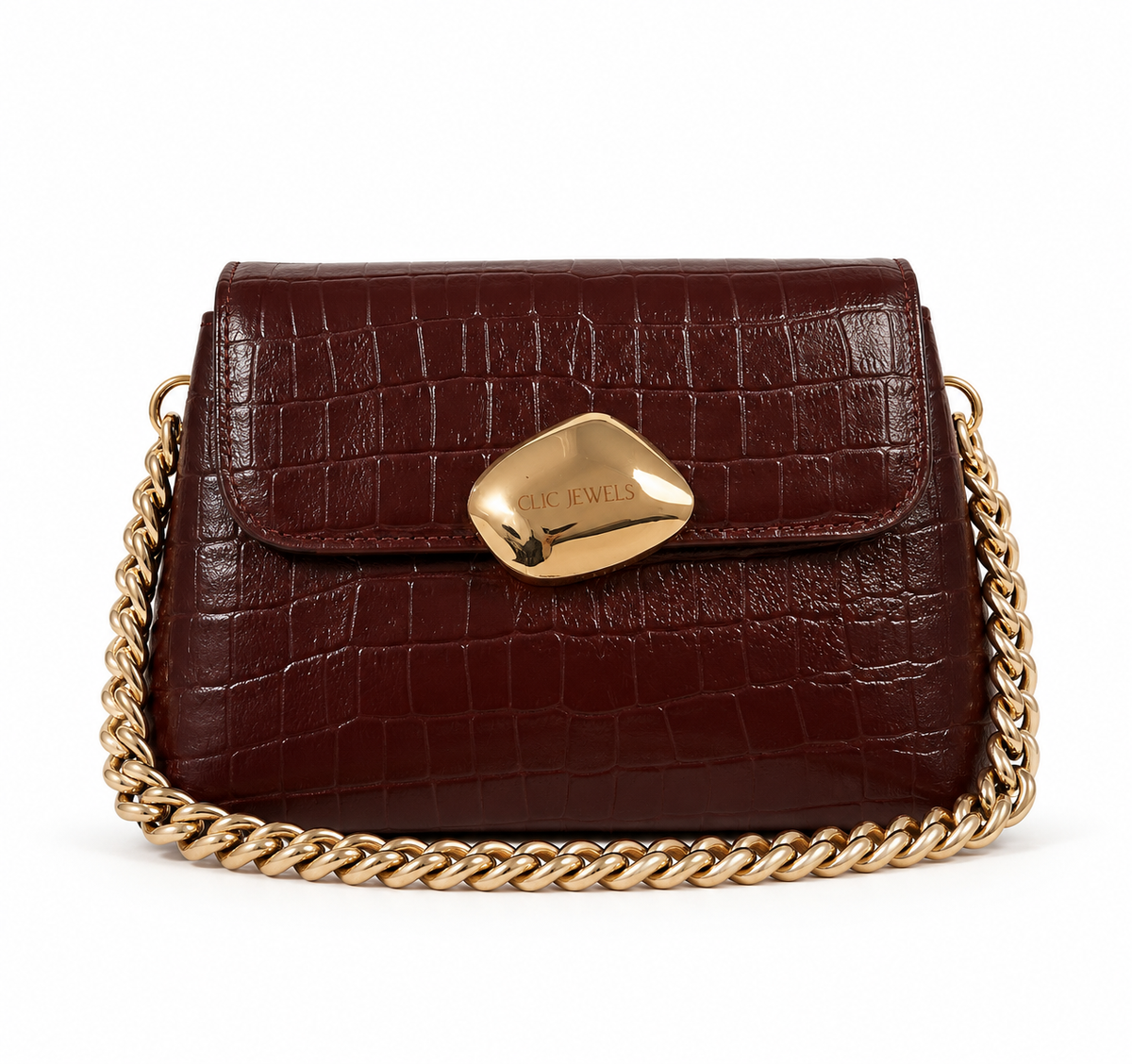 MAYA MINIBAG (brown/bordeaux croco genuine leather)