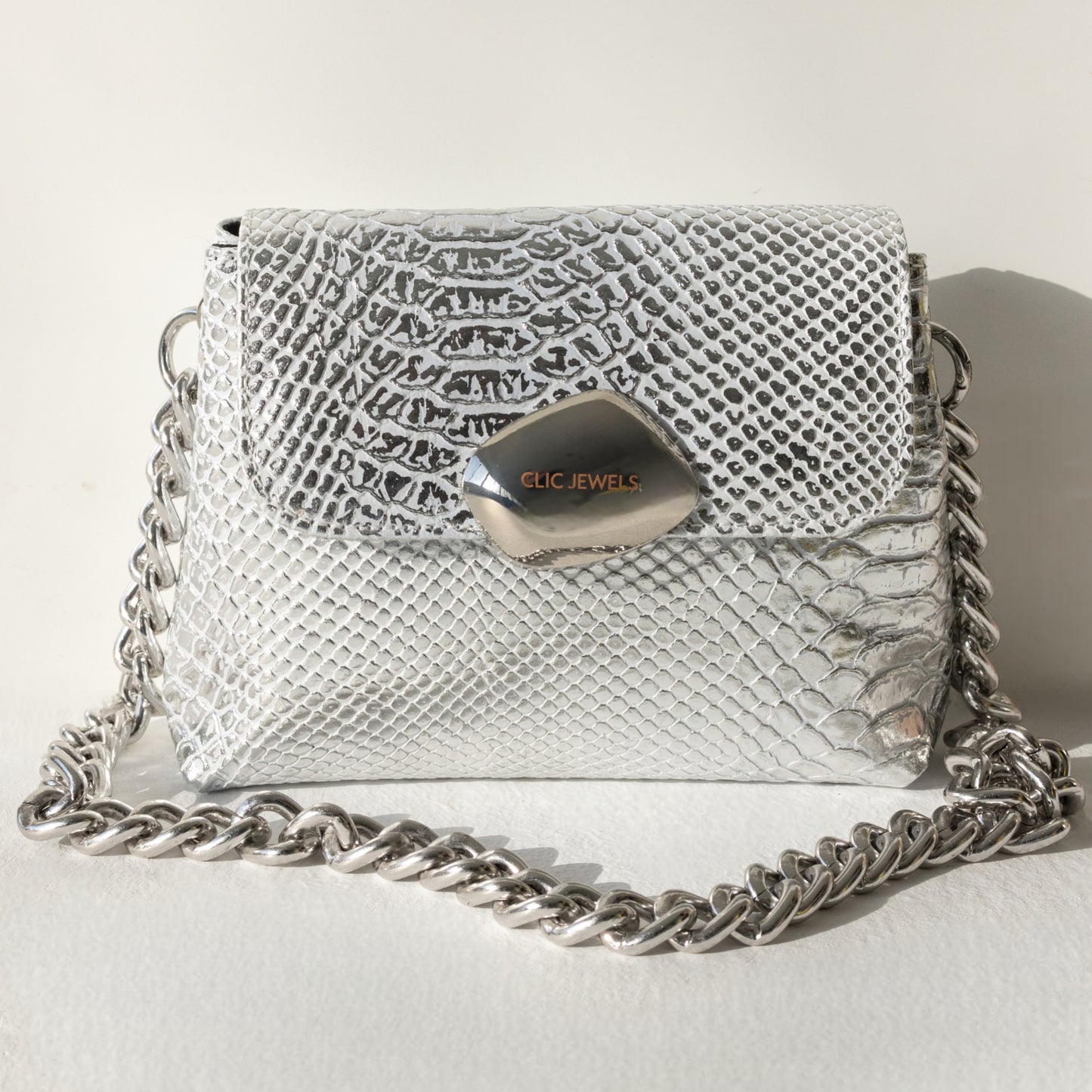 MAYA MINIBAG (silver python genuine leather)