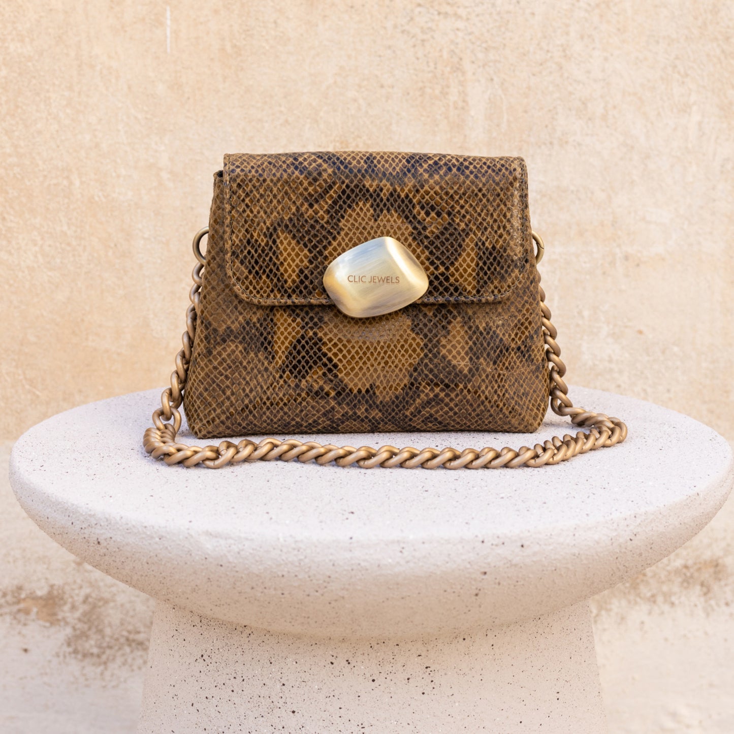 MAYA MINIBAG (khaki snake print genuine leather)