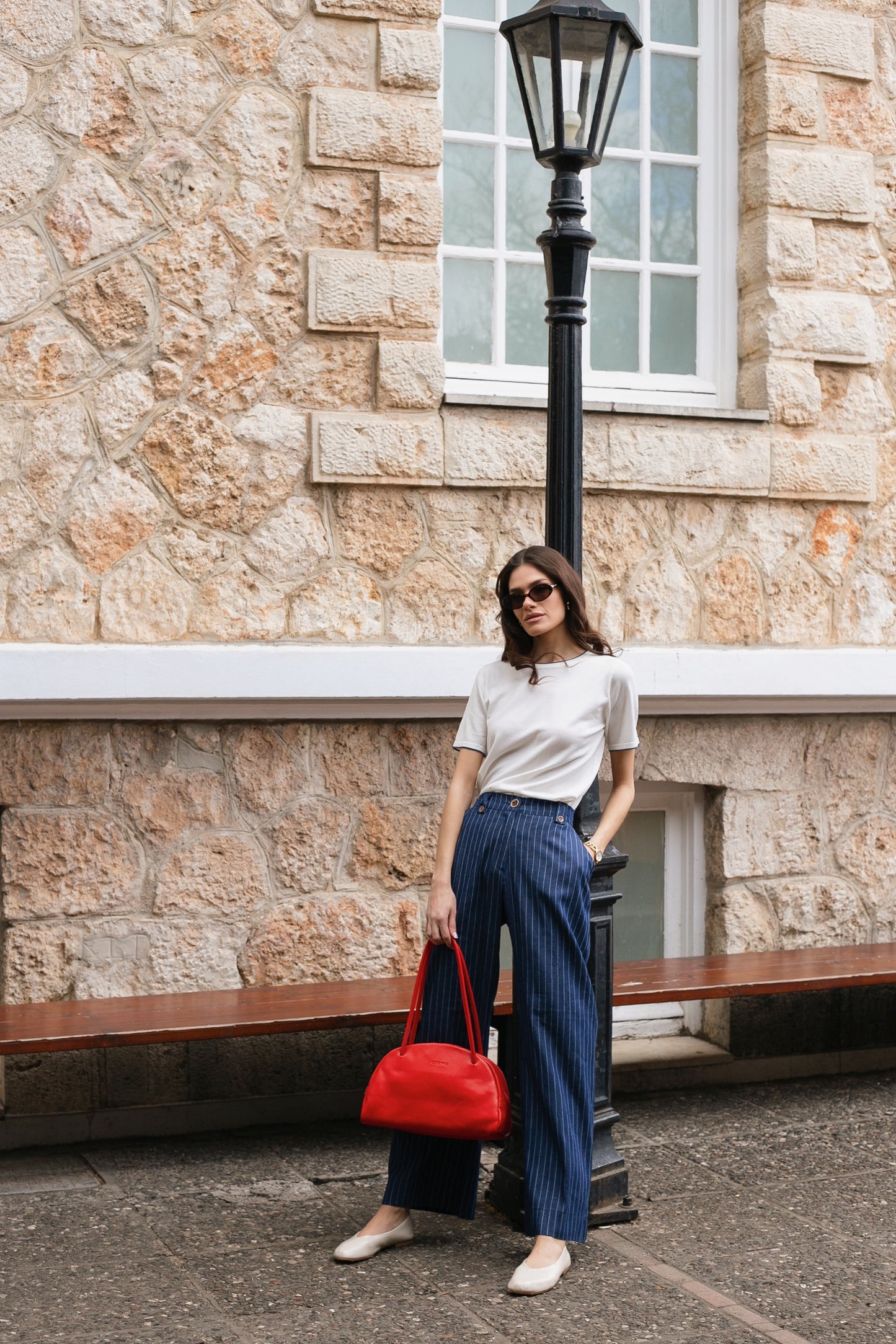 BELLA BOWLING BAG (red dolaro genuine leather)