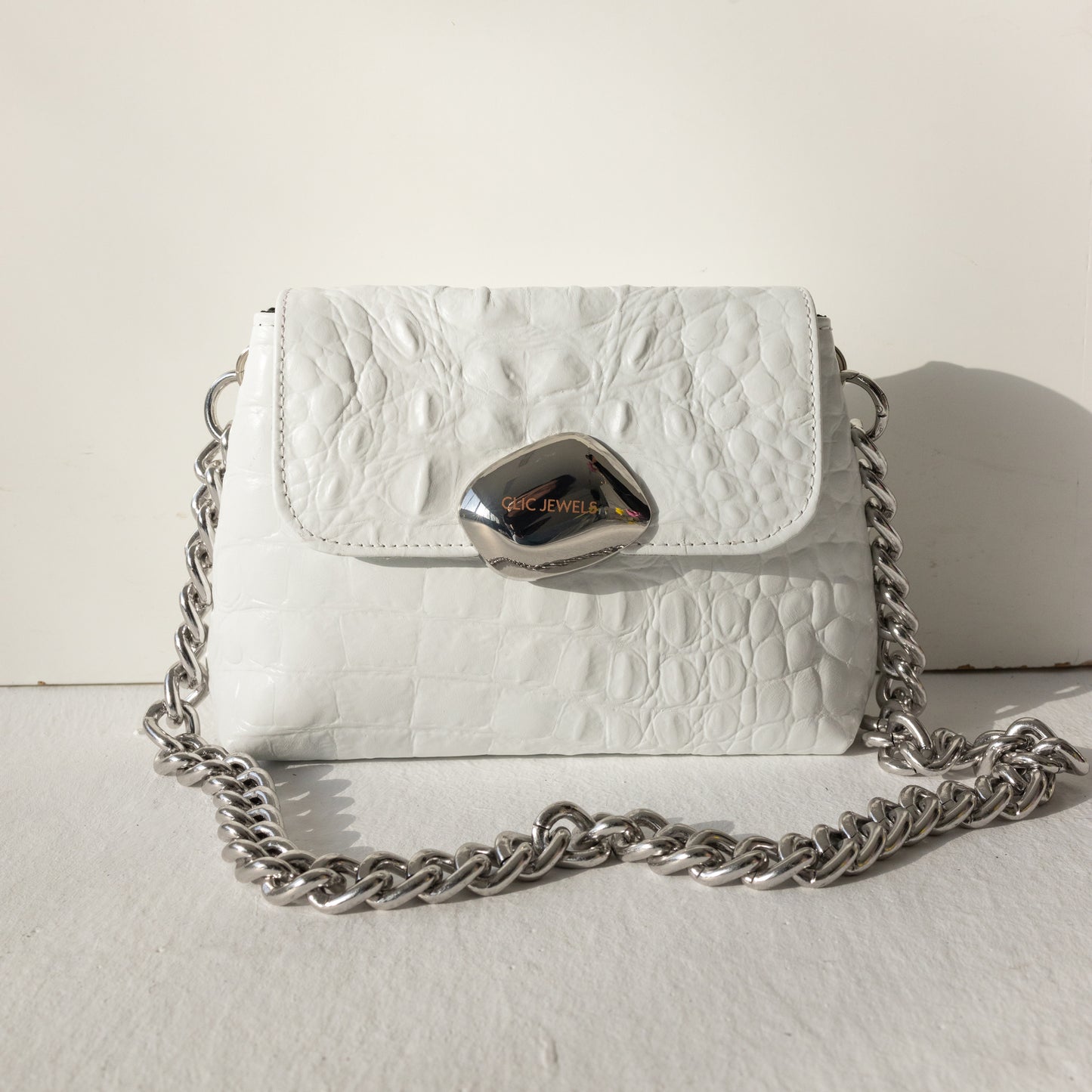 MAYA MINIBAG (white croco genuine leather)
