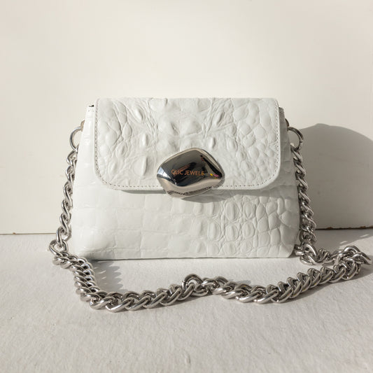 MAYA MINIBAG (white croco genuine leather)