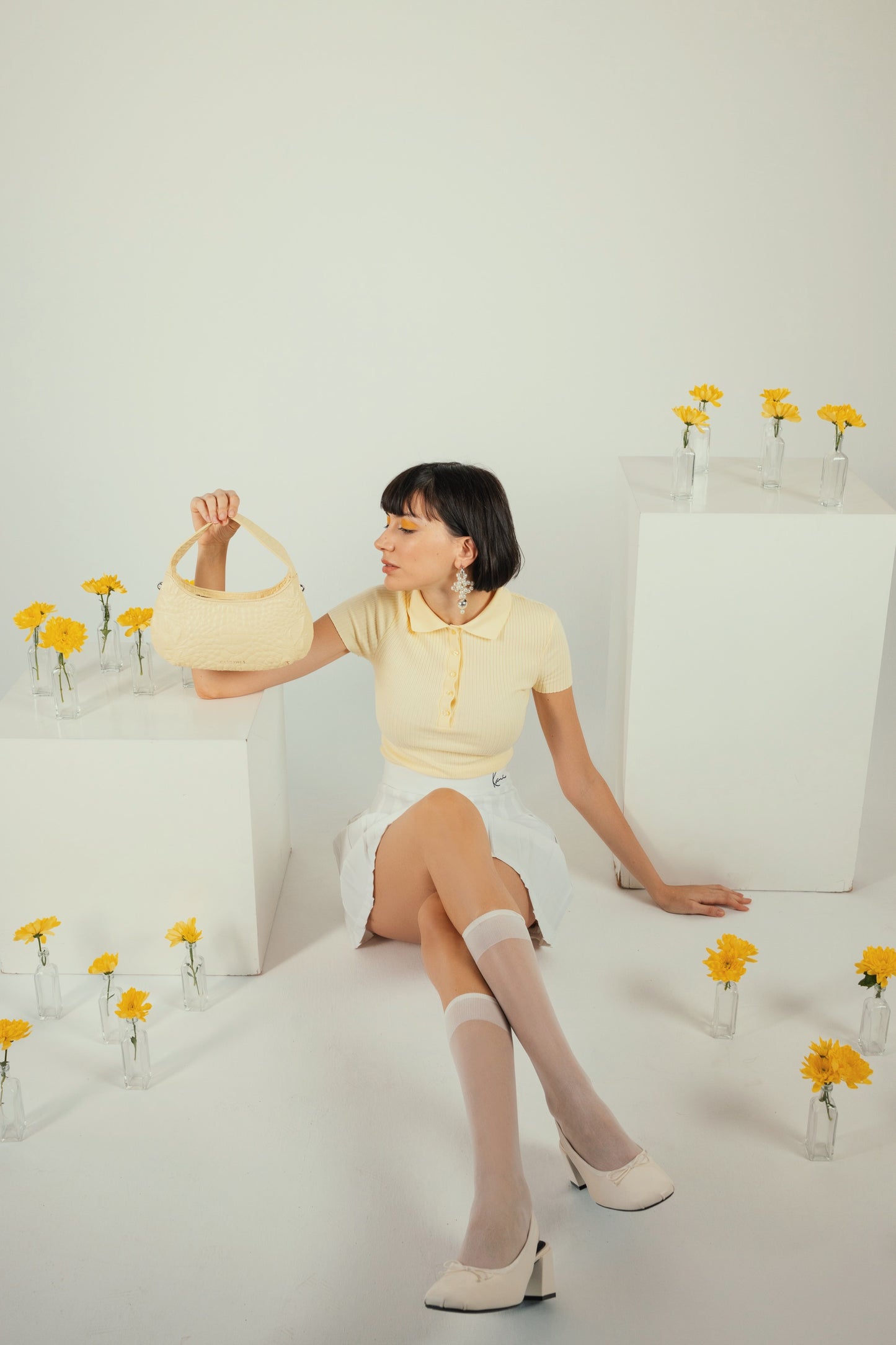 CANDY MINI (vanilla yellow croco genuine leather)