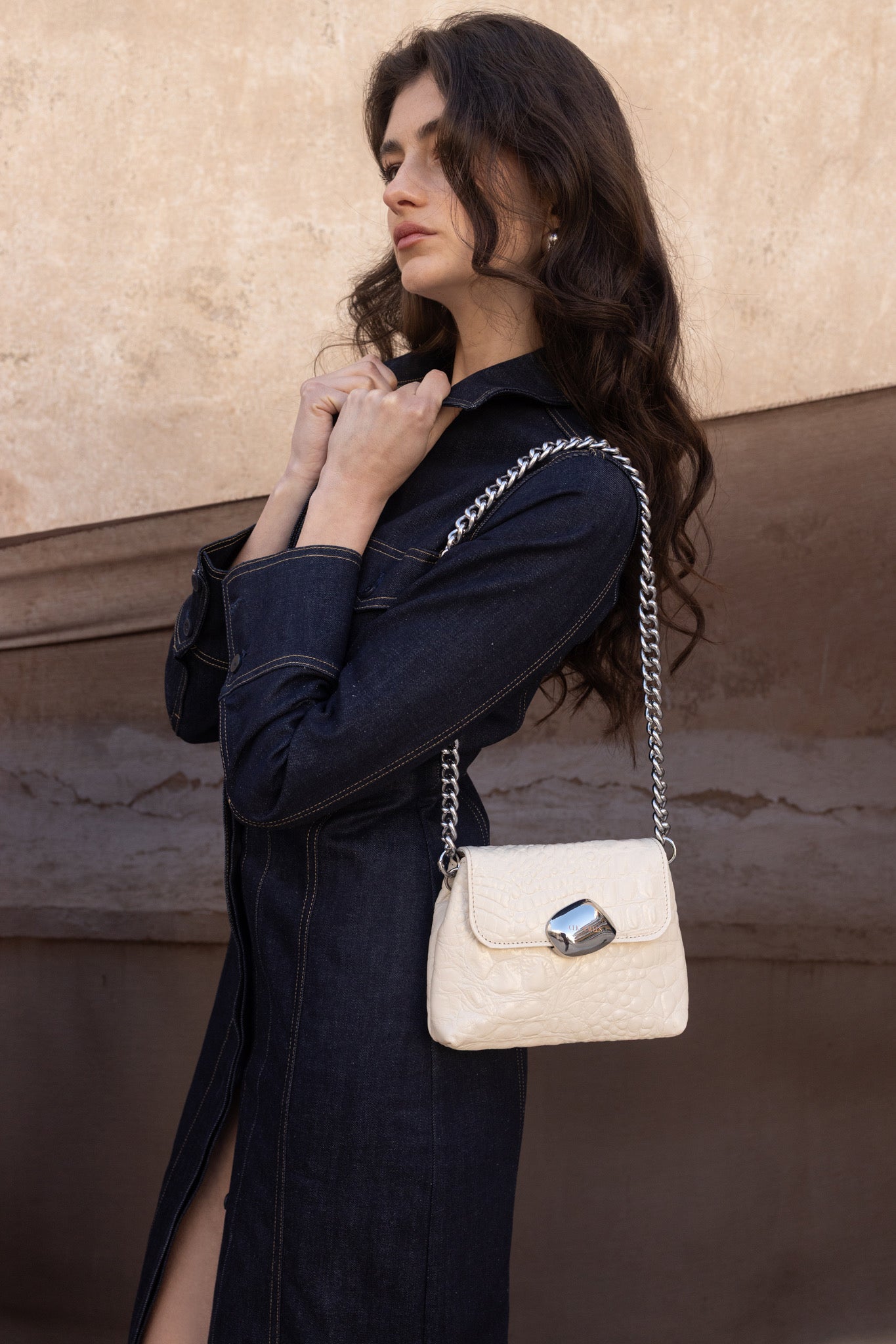MAYA MINIBAG (vanilla croco genuine leather)