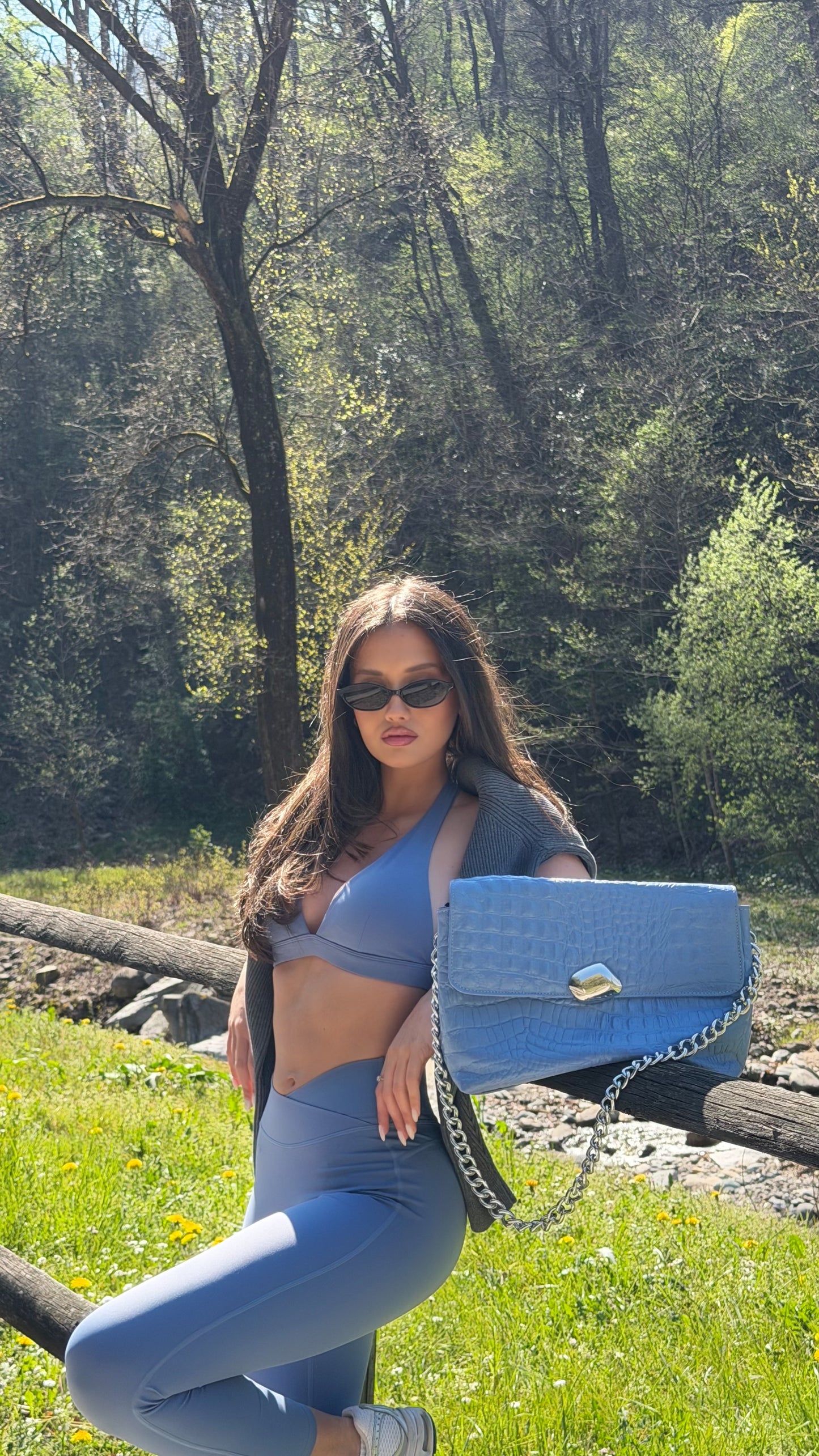 CIARA LARGE (baby blue croco genuine leather)