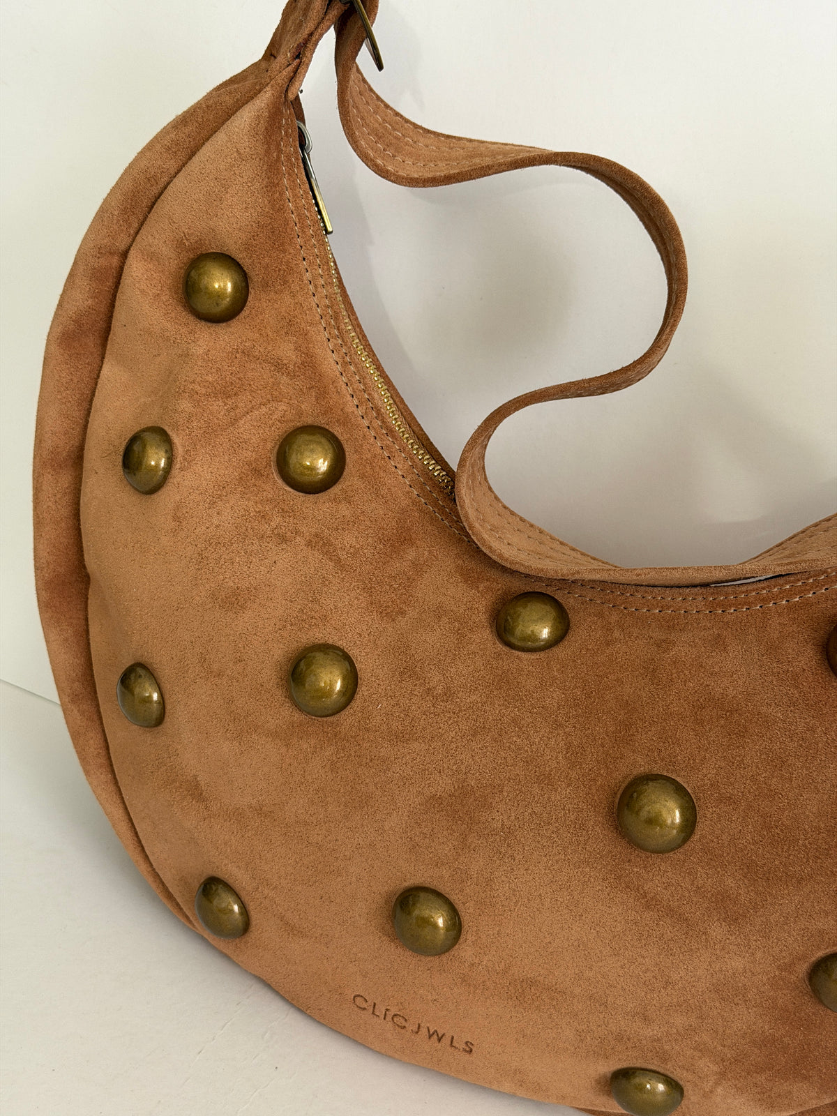 BIG HALFMOON (pecan brown suede genuine leather)