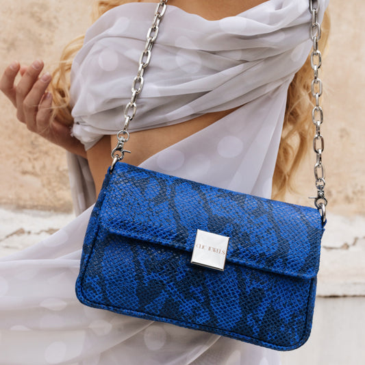 NEIRA MINI (blue snake print genuine leather)
