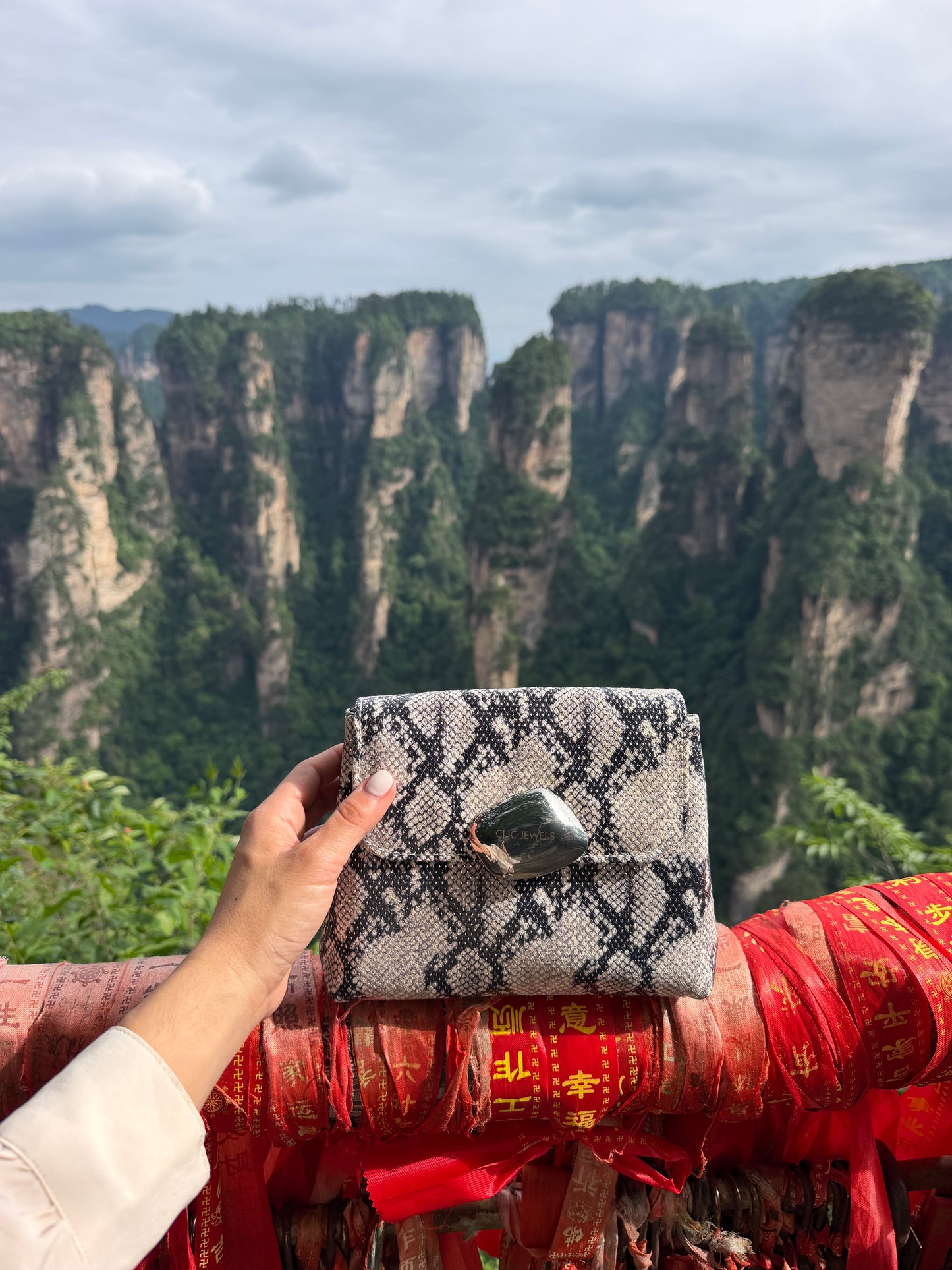 MAYA MINIBAG (black white snake print genuine leather)