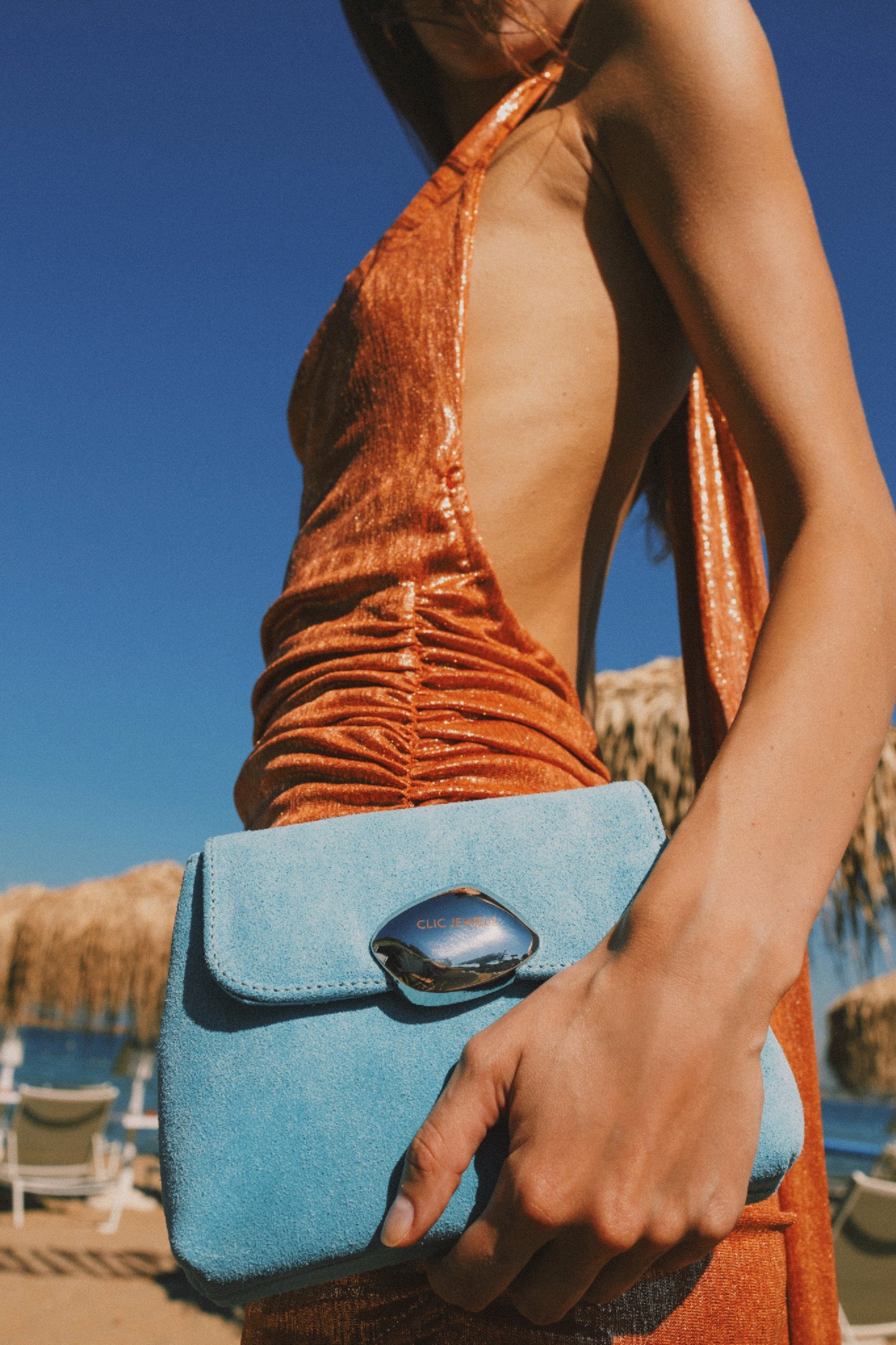 MAYA MINIBAG (baby blue genuine leather suede)