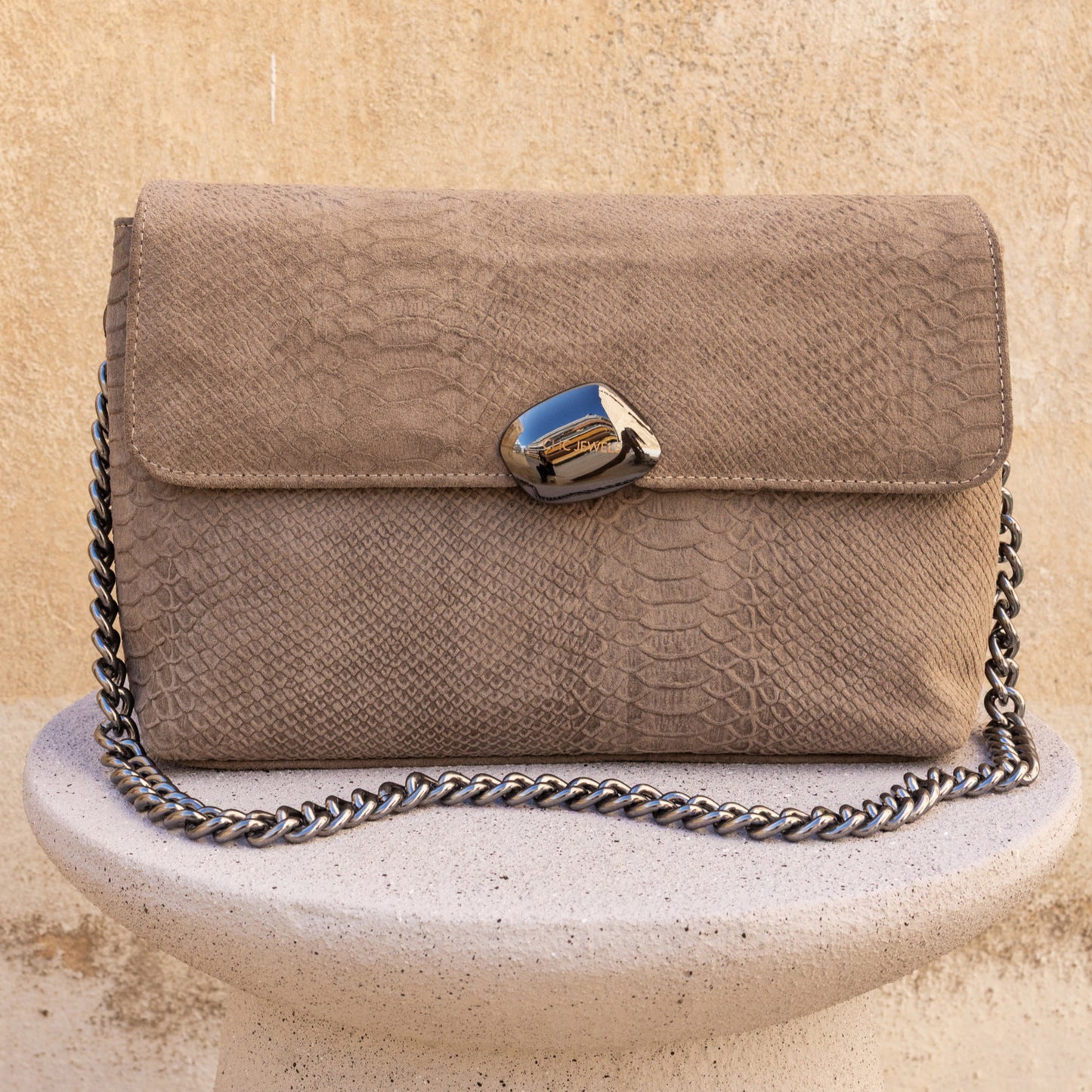 CIARA LARGE (elephant grey embossed genuine leather)