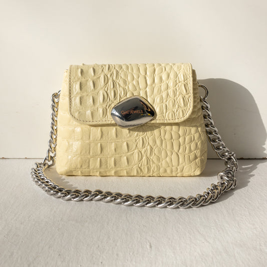 MAYA MINIBAG (vanilla yellow croco genuine leather)