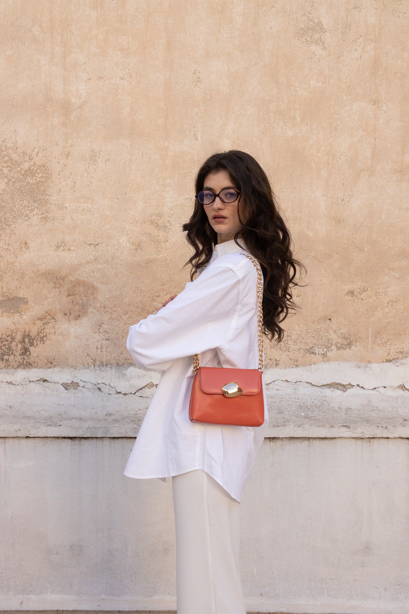 MAYA MINIBAG (peach smooth genuine leather)
