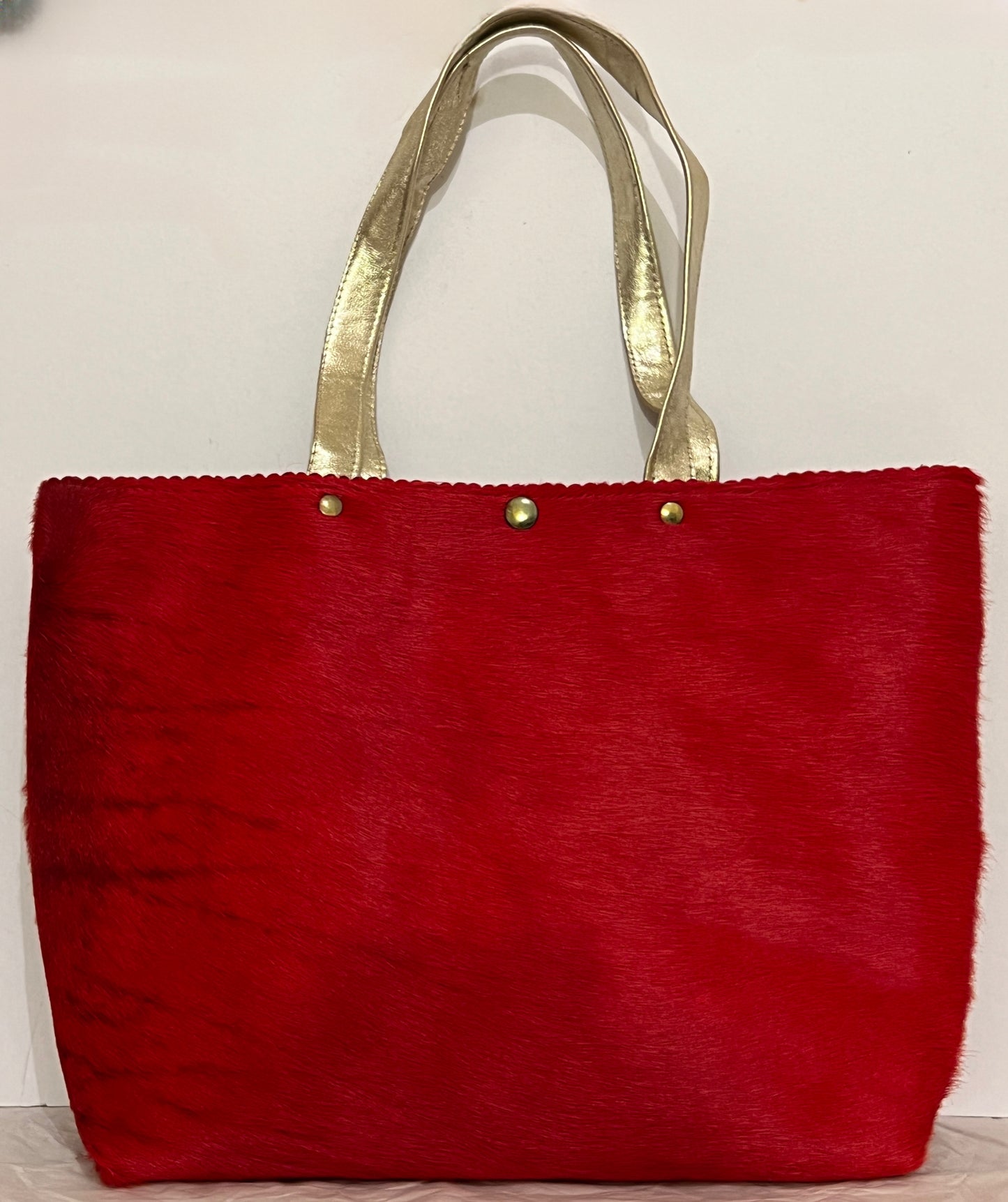 Medium totebag (red genuine leather ponyskin)