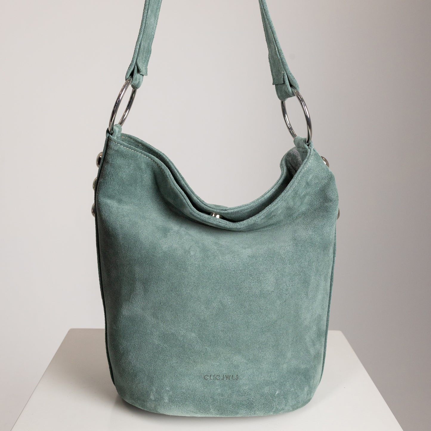 SANDRA BUCKETBAG (mint suede genuine leather)