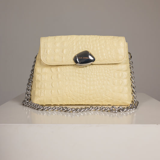 DONNA MEDIUM (vanilla yellow croco genuine leather)