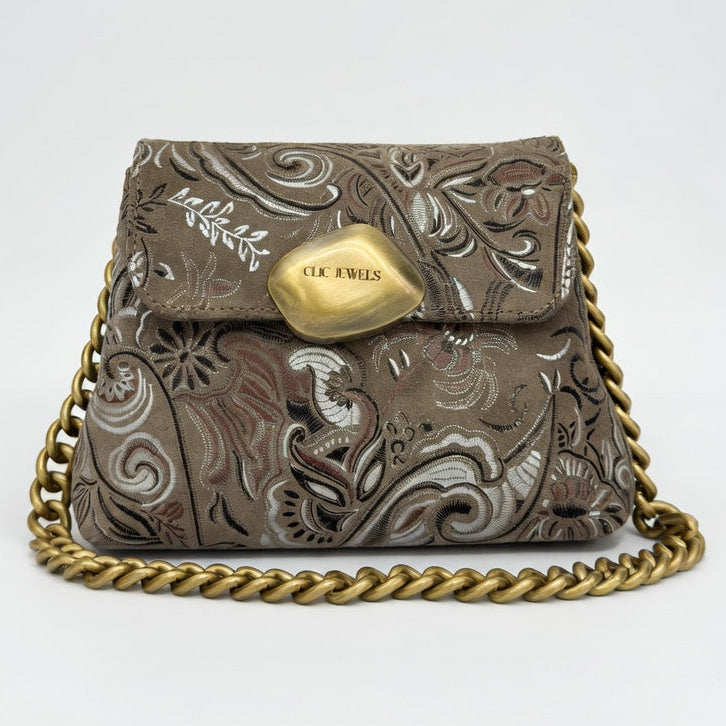 MAYA MINIBAG (boho elephant grey suede genuine leather)