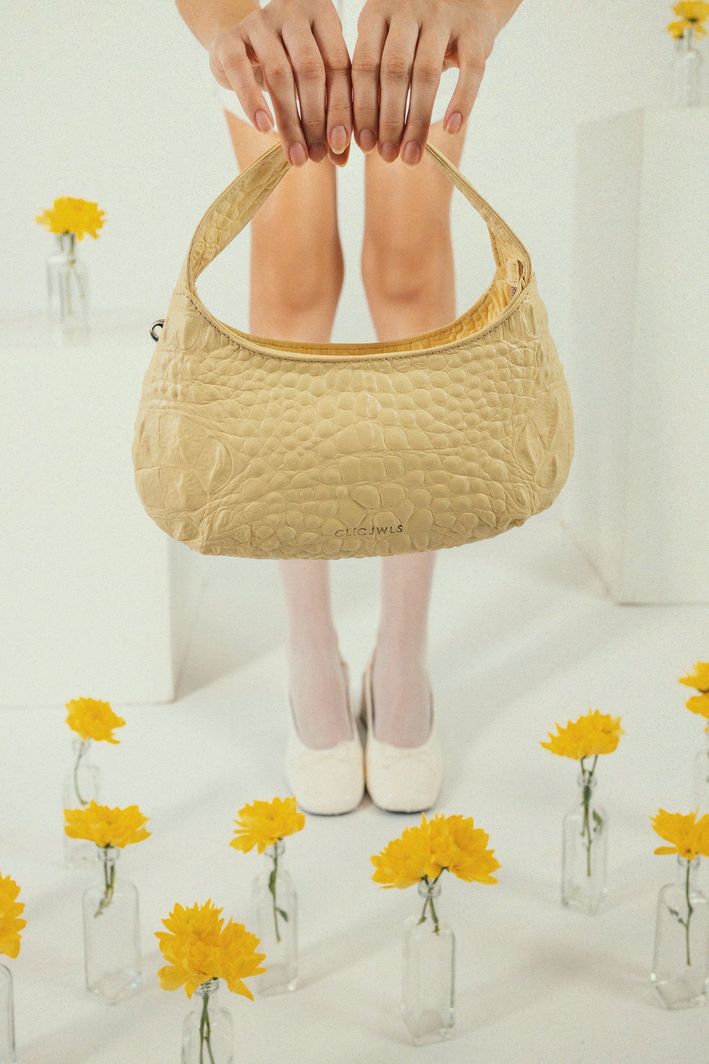 CANDY MINI (vanilla yellow croco genuine leather)