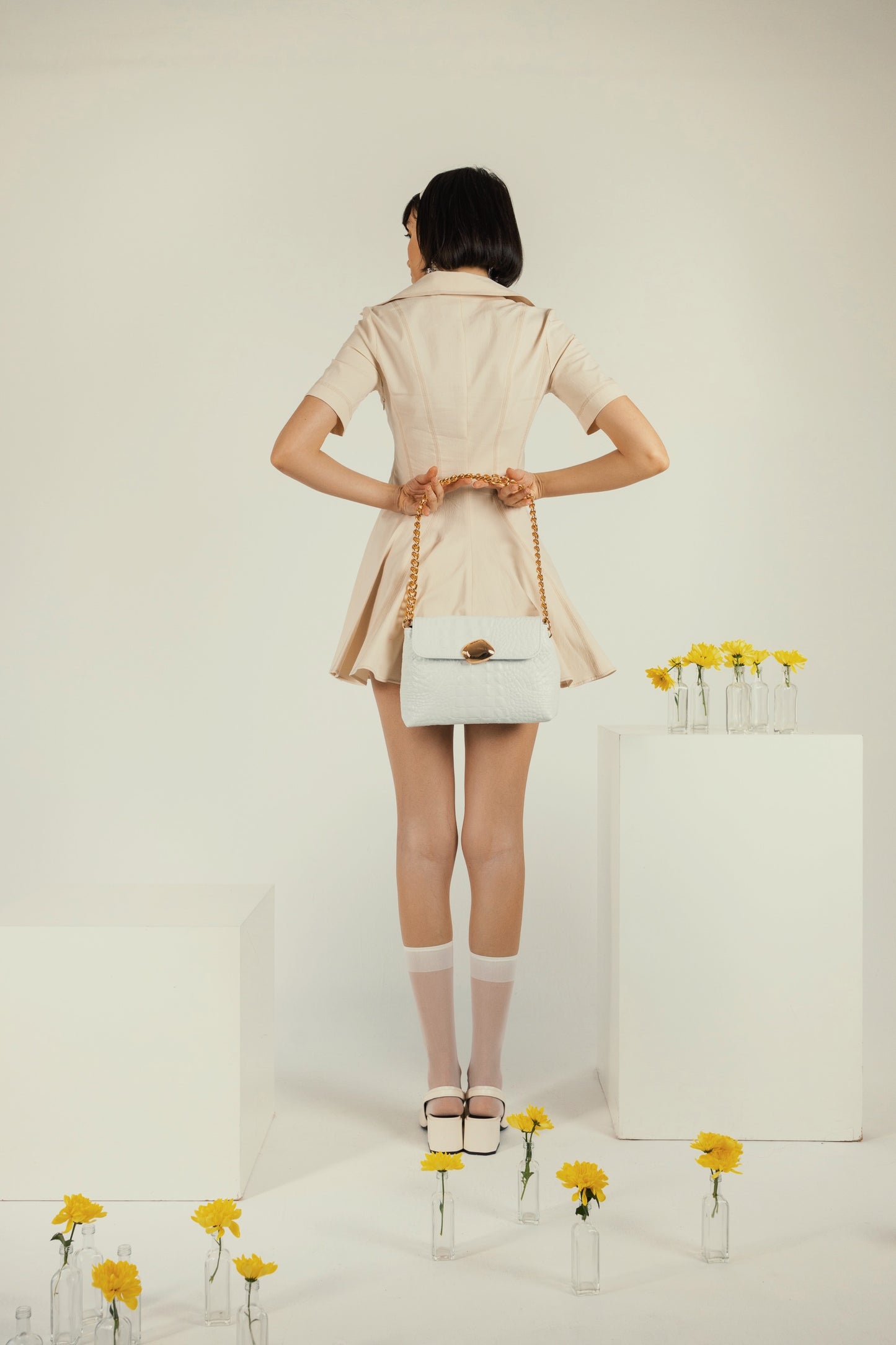 DONNA MEDIUM (white croco genuine leather)
