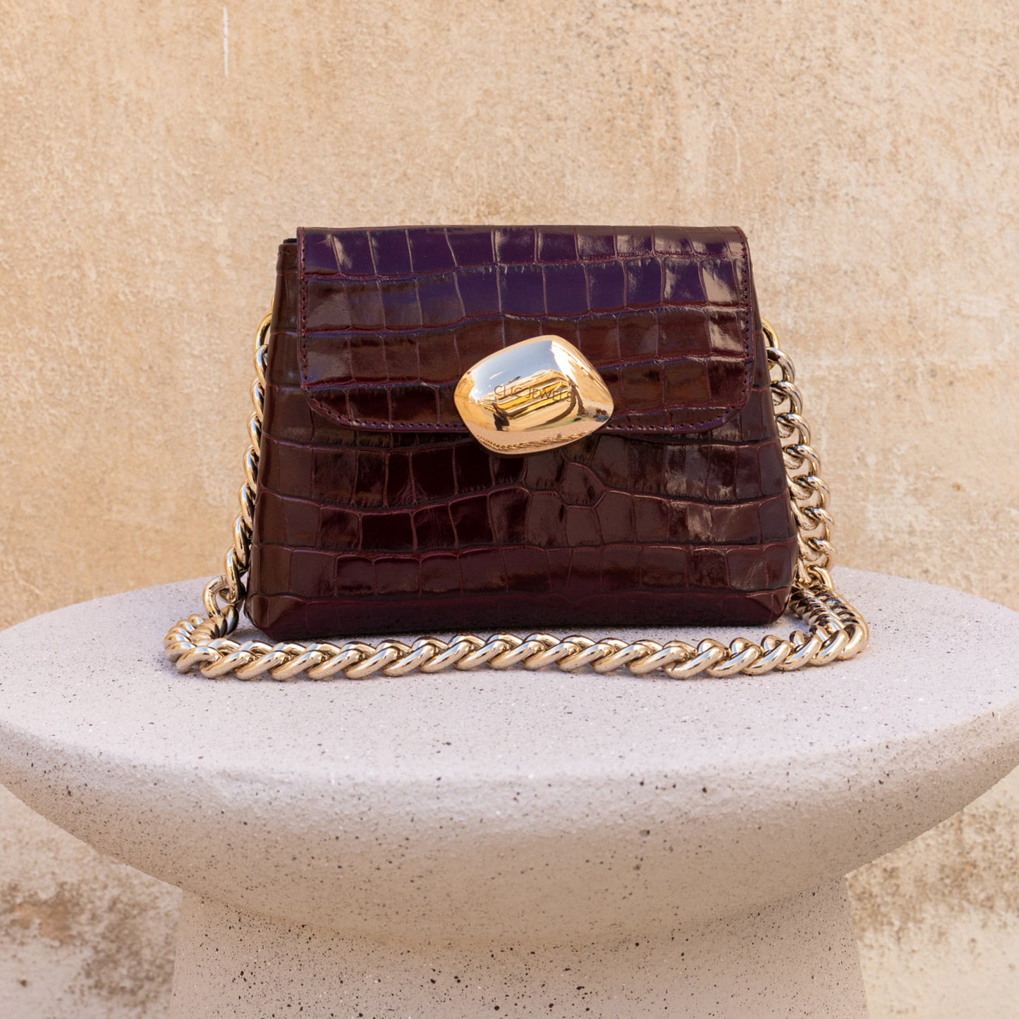 MAYA MINIBAG(bordeaux croco genuine leather)