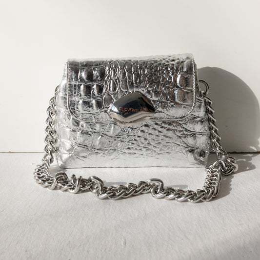 MAYA MINIBAG (silver croco genuine leather)