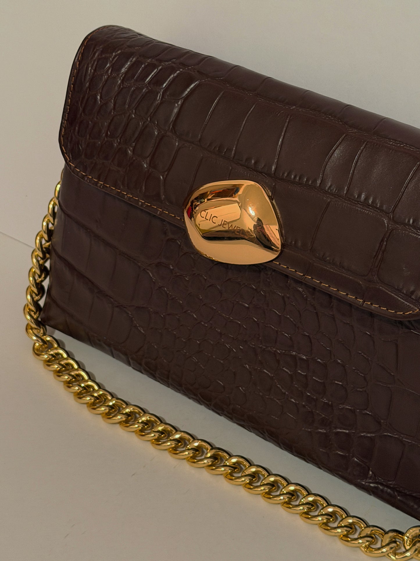 DONNA MEDIUM (brown Bordeaux croco genuine leather)