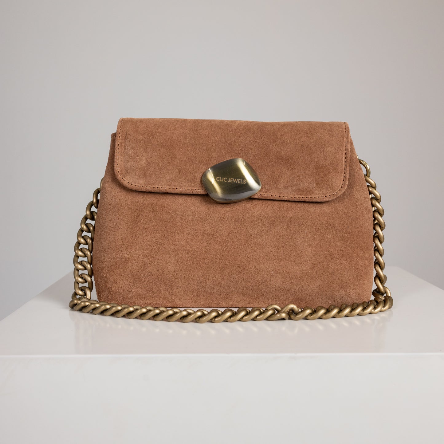 DONNA MEDIUM (pecan brown suede genuine leather)
