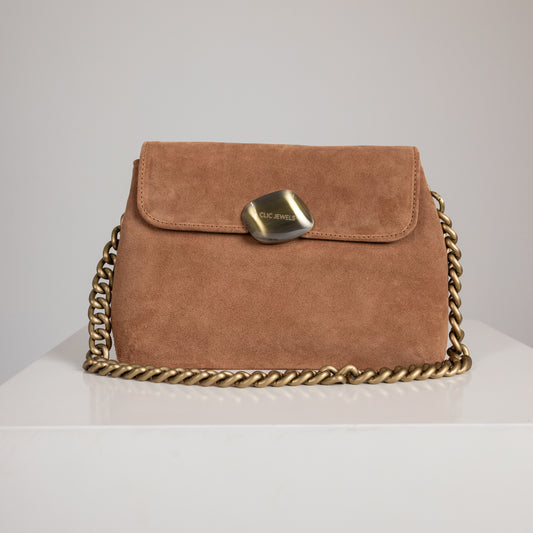 DONNA MEDIUM (pecan brown suede genuine leather)