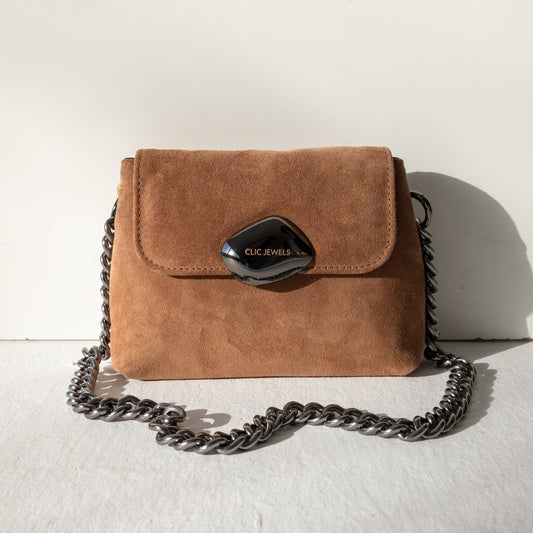 MAYA MINIBAG (pecan brown suede genuine leather)