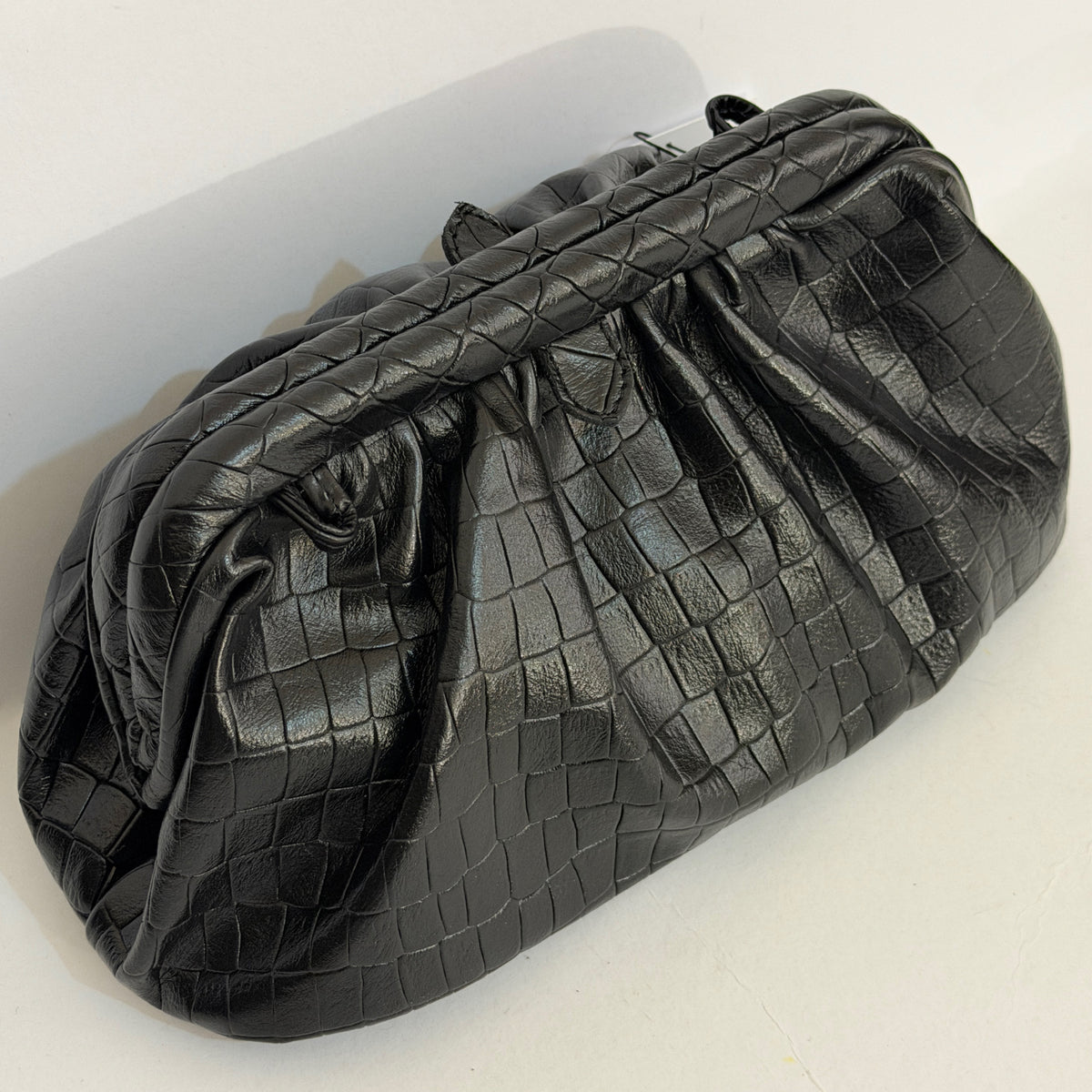 PUFF CLUTCH (black croco genuine leather)