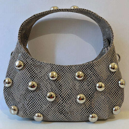 CANDY MINI (beige python print with silver studs)