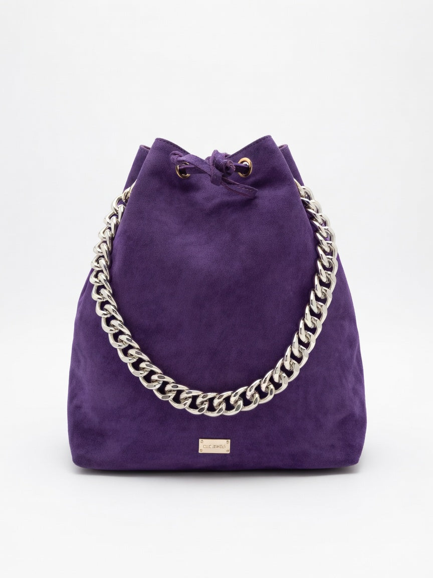 ZOE BACKPACK/BUCKETBAG (purple suede genuine leather)