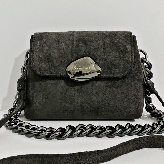 MAYA MINIBAG (dark grey genuine suede leather)