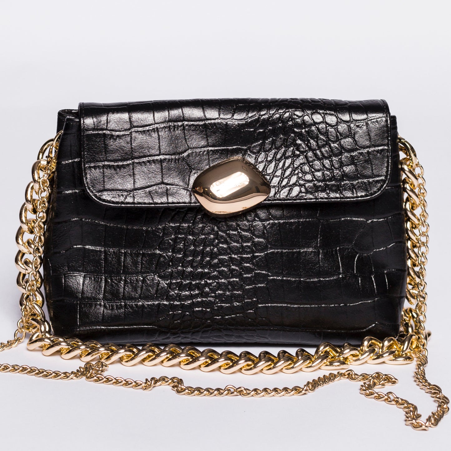 DONNA MEDIUM (black croco genuine leather)