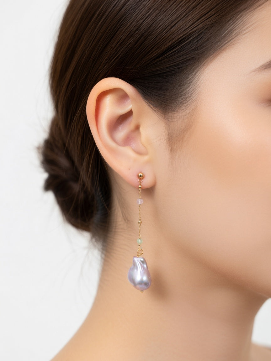 LILAC PEARL EARRINGS (ζευγάρι)